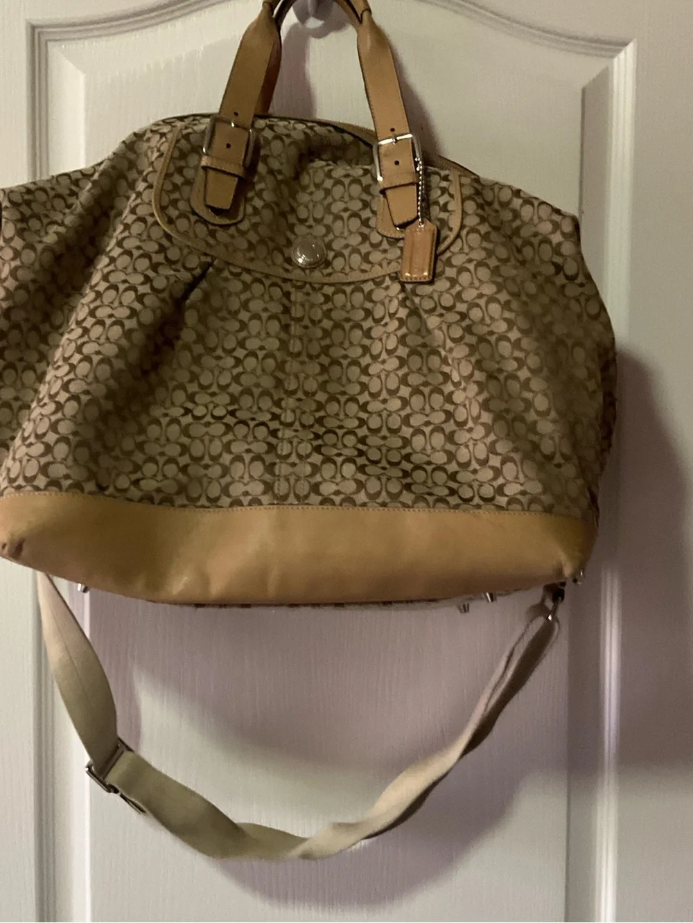 Signature Pattern Tote Bag in Tan